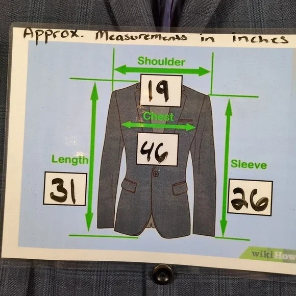 Tallia Mens 46R Wool Blazer Blue Windowpane Plaid Sport Coat Single Breasted - Picture 4 of 8